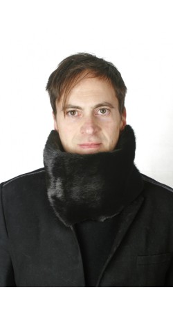 Black mink fur neck warmer, large, unisex